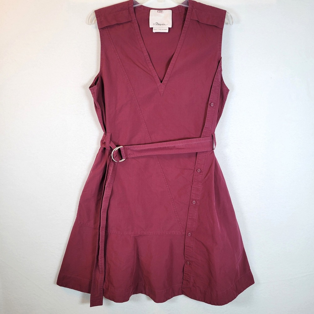 3.1 Phillip Lim Womens Tank Belted Asymmetrical Short Dress Size 10 Red Career